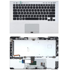 Клавиатура для ноутбука Sony Vaio VPC-SB VPC-SD серебристая топ-панель  (for fingerprint reader)