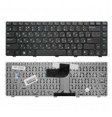 Клавиатура для ноутбука Dell Inspiron M4040, M4110, M5040, Vostro 1540, 3350, 3550 Series. Плоский Enter. Черная, с черной рамкой. PN: NSK-DX0BQ.