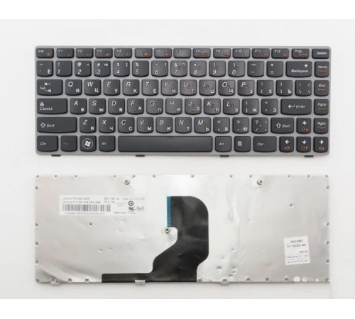 Клавиатура для ноутбука Lenovo IdeaPad Z450, Z460, Z460A, Z460G черная, рамка серая