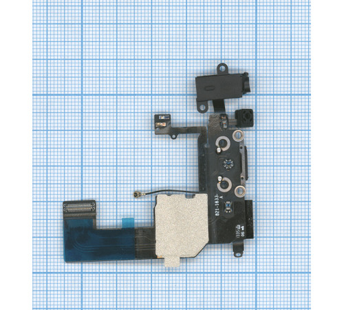 Шлейф разъема питания с аудио-разъемом для iPhone 5C черный