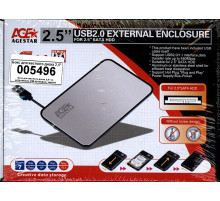 Бокс для жесткого диска 2,5 со встроенным USB проводом, серебристый