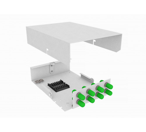 Кросс оптический, настенный, 8 ST/APC адаптера, одномодовый, TopLAN, укомплектованный