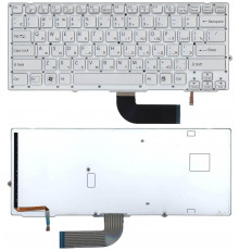 Клавиатура для ноутбука Sony Vaio VPC-SD VPC-SB серебристая c подсветкой