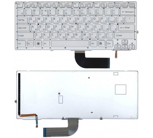 Клавиатура для ноутбука Sony Vaio VPC-SD VPC-SB серебристая c подсветкой