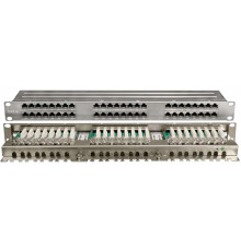 PPHD-19-48-8P8C-C6-SH-110D Патч-панель высокой плотности 19", 1U, 48 портов RJ-45, полный экран, категория 6, Dual IDC Hyperline