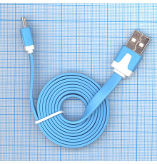 Плоский кабель Color USB-microUSB 1.0m USB-2.0 Blue (Голубой)