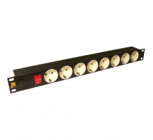 Блок розеток 8 шт., входная розетка, выключатель, без корпуса LAN-EL-8P/1S
