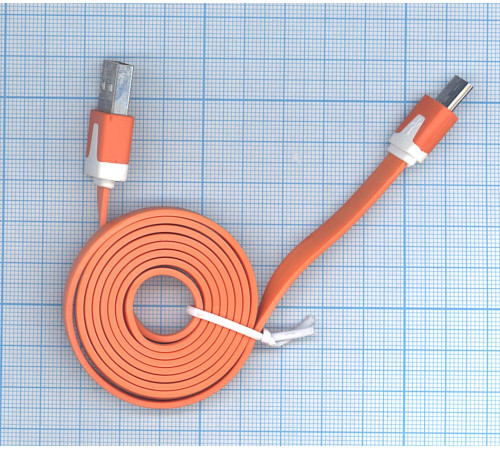 Плоский кабель Color USB-microUSB 1.0m USB-2.0 Orange (Оранжевый)