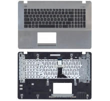 Клавиатура для ноутбука Asus X750LN черная топ-панель серебристая