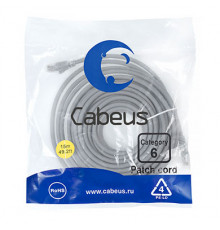 Cabeus PC-UTP-RJ45-Cat.6-15m-LSZH Патч-корд U/UTP, категория 6, 2xRJ45/8p8c, неэкранированный, серый, LSZH, 15м