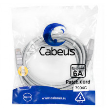 Cabeus PC-SSTP-RJ45-Cat.6a-3m-LSZH Патч-корд S/FTP, категория 6а (10G), 2xRJ45/8p8c, экранированный, серый, LSZH, 3м