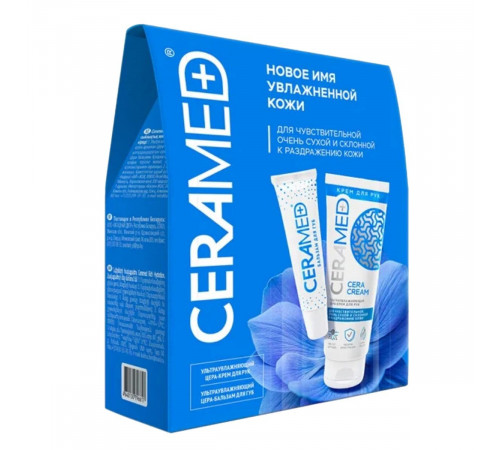 Ceramed Подарочный набор: крем для рук, бальзам для губ / Rich Hydration, 75 мл x 2, 13 мл x 2