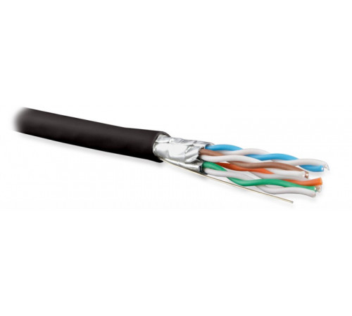 UFTP4-C6A-S23-IN-PVC-BK-500 (500 м) Кабель витая пара U/FTP, категория 6a (10GBE), 4 пары (23AWG), одножильный (solid), каждая пара в экране, без обще