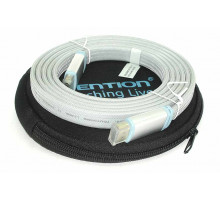 Кабель Vention HDMI 2.0-HDMI 2.0 2m серый плоский в оплетке в круглом кейсе