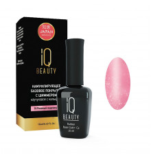 IQ Beauty Покрытие базовое каучуковое с кальцием, розовый леденец с шиммером, 10 мл