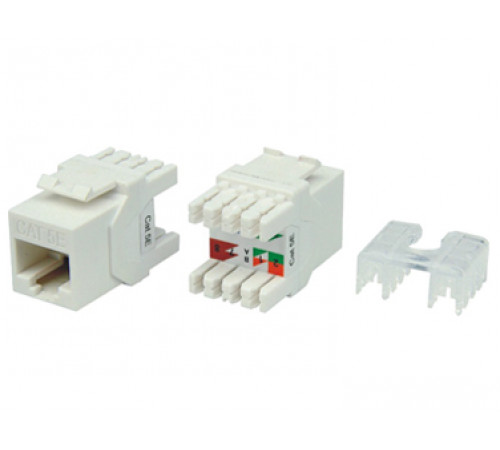 KJ8-8P8C-C5e-180-WH Вставка Keystone Jack RJ-45(8P8C), категория 5e, тип 180 градусов, белая Hyperline