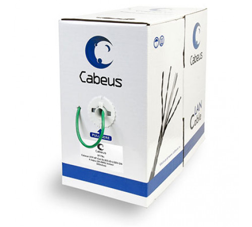 Cabeus UTP-4P-Cat.5e-SOLID-LSZH-GN Кабель витая пара UTP (U/UTP), категория 5e, 4 пары (24 AWG), одножильный, зеленый, LSZH (Low Smoke Zero Halogen)