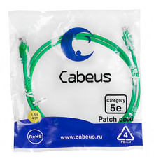 Cabeus PC-UTP-RJ45-Cat.5e-1.5m-GN Патч-корд U/UTP, категория 5е, 2xRJ45/8p8c, неэкранированный, зеленый, PVC, 1.5м