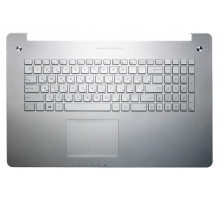 Клавиатура для ноутбука Asus N750, N750J, N750JK, N750JV серебряная, с подсветкой, верхняя панель в сборе (серебряная)