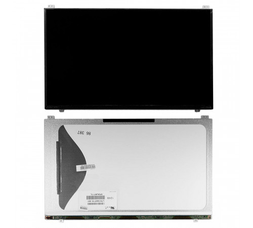 Матрица для ноутбука 15.6" 1366x768 WXGA, 40 pin LVDS, Slim, LED, TN, крепления сверху/снизу (уши), матовая. PN: LTN156AT19-001.