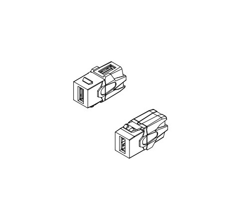 KJ1-USB-VA2-BK Вставка формата Keystone Jack с проходным адаптером USB 2.0 (Type A), 90 градусов, ROHS, черная Hyperline