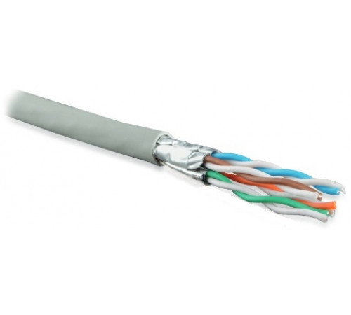 UFTP4-C6A-S23-IN-LSZH-GY-500 (500 м) Кабель витая пара U/FTP, кат. 6a (10GBE), 4 пары (23AWG), одножильный (solid), каждая пара в экране, бе Hyperline