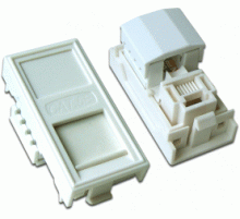 Вставка RJ-45 UTP Cat.5E, 22.5x45 мм со шторкой, белая TWT-SIP-RJ45-WH (снят с продаж)