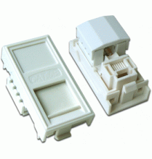 Вставка RJ-45 UTP Cat.5E, 22.5x45 мм со шторкой, белая TWT-SIP-RJ45-WH (снят с продаж)