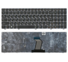 Клавиатура для ноутбука Lenovo IdeaPad Y570 черная с серой рамкой