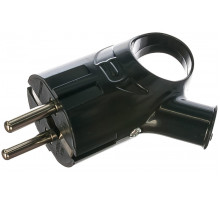 Вилка электрическая кабельная, нем. ст., 2К+З, 16A, 250V, разборная, угловая, черная, LANMASTER LAN-CEE-7/4-45