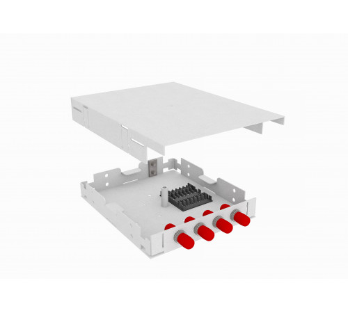 Кросс оптический, настенный, 4 ST/UPC адаптера, одномодовый, TopLAN, укомплектованный