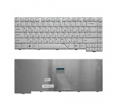 Клавиатура для ноутбука Acer Aspire 4220, 4230, 4310, 4520, 4710, 4720, 5230, 5300 Series. Плоский Enter. Белая, без рамки. PN: V072146AS1.