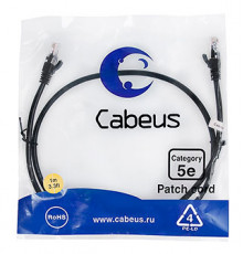 Cabeus PC-UTP-RJ45-Cat.5e-1m-BK-LSZH Патч-корд U/UTP, категория 5е, 2xRJ45/8p8c, неэкранированный, черный, LSZH, 1м