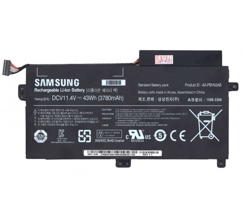 Аккумулятор для Samsung (AA-PBVN3AB) NP370R5E, NP470R5E, NP510R5E, 43Wh, 3780mAh, 11.4V