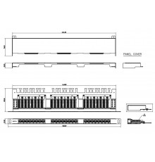 PPHD-19-24-8P8C-C6-SH-110D Патч-панель высокой плотности 19';, 0.5U, 24 порта RJ-45, категория 6, Dual IDC, экранированная Hyperline