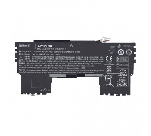 Аккумуляторная батарея для ноутбука Acer Aspire S7-191 7.4V 3790mAh 28Wh AP12E3K