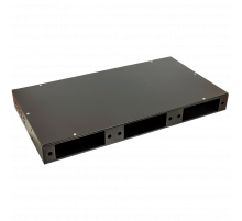 Кросс оптический 19'' металлический на 3 адаптерные панели, 1U, LANMASTER, 2 сплайс-кассеты, черный