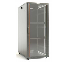 TTB-2288-AS-RAL7035 Шкаф напольный 19-дюймовый, 22U, 1166x800х800 мм (ВхШхГ), передняя дверь стеклянная, задняя дверь сплошная, ручка с замком, 2 верт