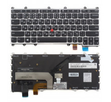 Клавиатура для ноутбука Lenovo ThinkPad Yoga 260, Yoga 370 черная, рамка серебряная, с джойстиком, с подсветкой