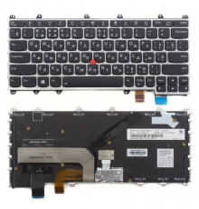 Клавиатура для ноутбука Lenovo ThinkPad Yoga 260, Yoga 370 черная, рамка серебряная, с джойстиком, с подсветкой