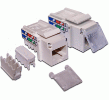 Вставка Keystone RJ-45, категория 5e, белая, со шторкой, LANMASTER LAN-OK45U5E/90-WH