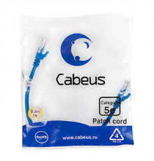 Cabeus PC-UTP-RJ45-Cat.5e-0.3m-BL-LSZH Патч-корд U/UTP, категория 5е, 2xRJ45/8p8c, неэкранированный, синий, LSZH, 0.3м