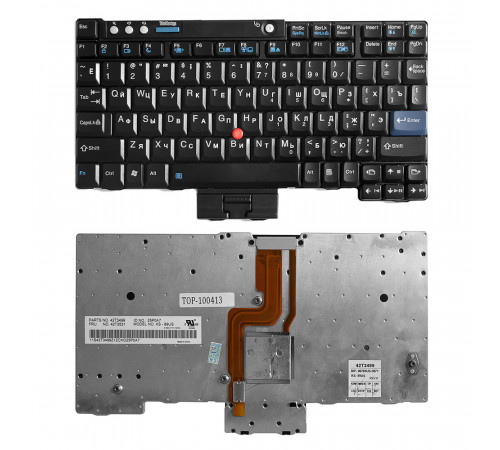 Клавиатура для ноутбука Lenovo ThinkPad X60, X60s, X61, X61s Series. Плоский Enter. Черная, без рамки. PN: 42T3038.