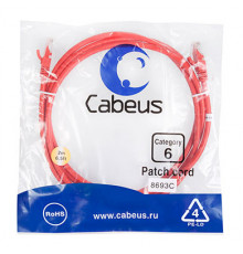 Cabeus PC-UTP-RJ45-Cat.6-2m-RD Патч-корд U/UTP, категория 6, 2xRJ45/8p8c, неэкранированный, красный, PVC, 2м