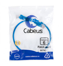 Cabeus PC-UTP-RJ45-Cat.6-0.5m-BL Патч-корд U/UTP, категория 6, 2xRJ45/8p8c, неэкранированный, синий, PVC, 0.5м