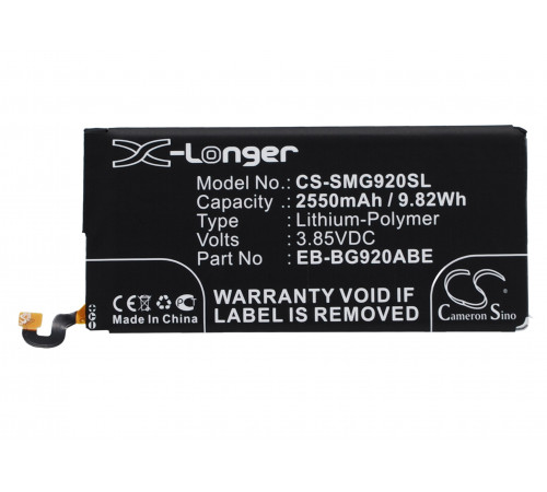 Аккумулятор CS-SMG920SL EB-BG920ABE для Samsung Galaxy S6 3.85V / 2550mAh / 9.82Wh