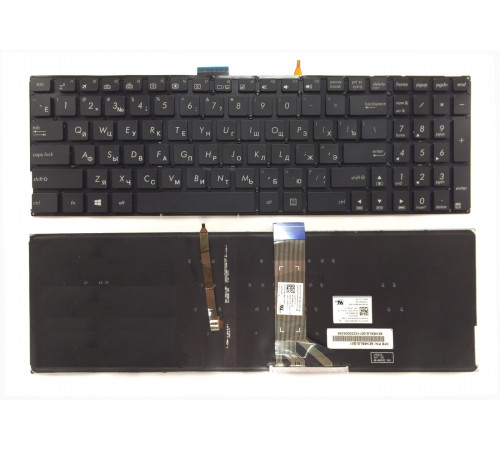 Клавиатура для ноутбука Asus K501L, K501LB, K501LX, K501U, K501UX, K501UB, K501UQ, K501UW, A501 черная, с подсветкой