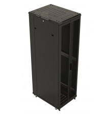 TTB-3266-AS-RAL9004 Шкаф напольный 19-дюймовый, 32U, 1610x600х600 мм (ВхШхГ), передняя стеклянная дверь со стальными перфорированными бокови Hyperline