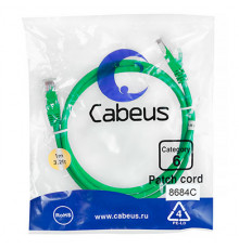 Cabeus PC-UTP-RJ45-Cat.6-1m-GN Патч-корд U/UTP, категория 6, 2xRJ45/8p8c, неэкранированный, зеленый, PVC, 1м