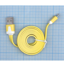 Плоский кабель Color USB-microUSB 1.0m USB-2.0 Yellow (Желтый)